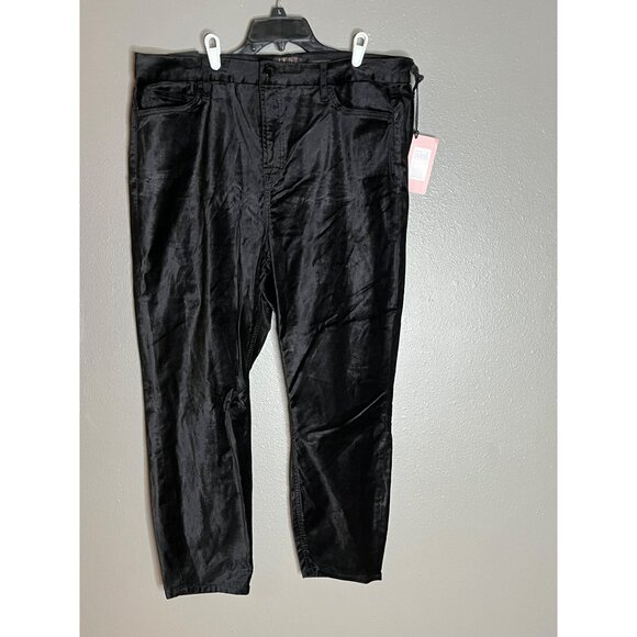 Jen7 By 7 For All Mankind Ankle Skinny Velvet Pants Size 16 Black MSRP $109 - Picture 1 of 5